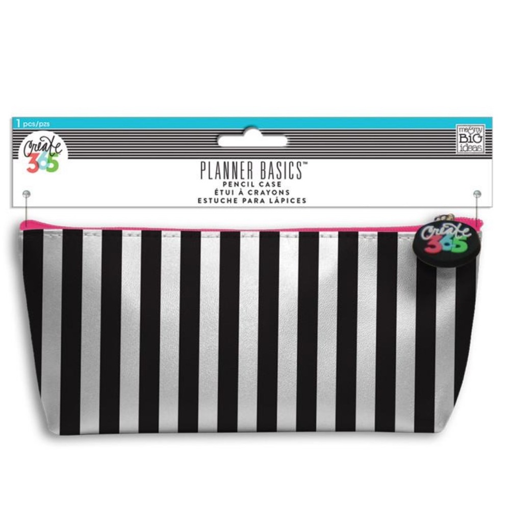 Planner Basics Graphic White & Black Striped Case / Pouch.
